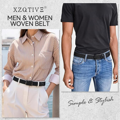 XZQTIVE Braided Belt Stretch Belt for Men and Women Multicolored Woven Golf Belt Elastic Jean Belts