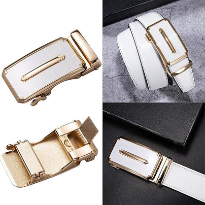 Barry.Wang Mens Belts Leather Ratchet Automatic Buckle Slide Click 1 3/8" Designer Dress Fashion Classic Casual Work Business
