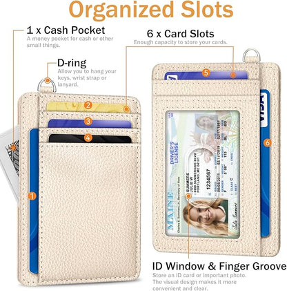 Yonlevres Credit Card Holder for Women, Slim RFID Wallet Front Pocket Small Card Holder, Travel Card Case ID Window PU Leather Cute Funny Thin RFID Blocking Card Organizer Gifts Girls Ladies