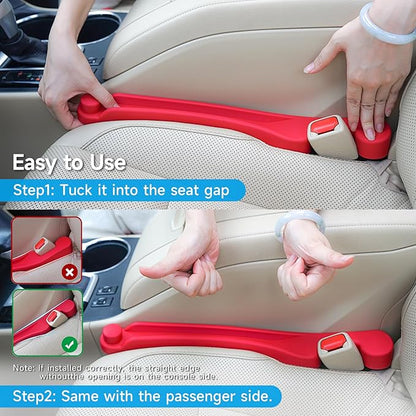 Givifive Car Seat Gap Filler Set of 2, 3IN1 Seat Side Gap Filler Plug with Storage Slot & Hook Function, Soft Foam Universal Fit Car SUV Truck Fill Gap Between Seats Console Organizer（Standard Red）