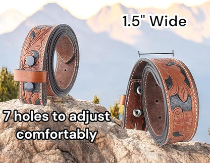 F&L CLASSIC Western Belt without buckle for men – Full Grain Leather Cowboy Belts for jeans - One Piece Leather strap belt