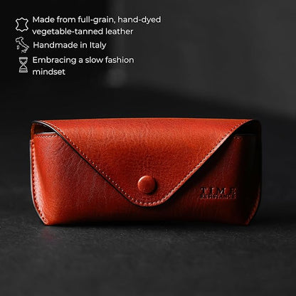Time Resistance Leather Glasses Case - Hard Shell Leather Eyewear Holder – Sunglasses Case Handmade in Italy