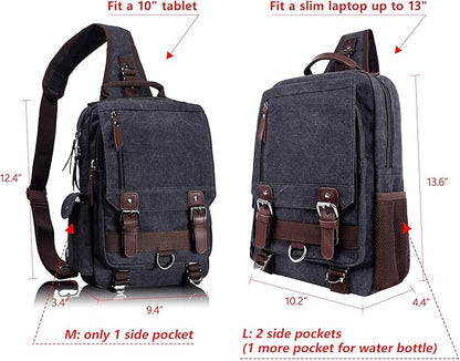 Leaper Retro Crossbody Bag Sling Bag Canvas Messenger Bag for Men Women Shoulder Bag Crossbody Handbags Satchel Travel Bag