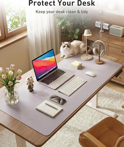 Aothia Faux Leather Desk Mat - Large Mouse Pad, Non-Slip PU Leather Blotter, Waterproof Writing Surface for Office and Home (Smoky Lavender, 40" x 24")