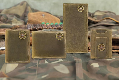 ZEP-PRO Shotshell Vintage Tan Leather Magnetic Front Pocket Wallet, Slim Stylish for Men