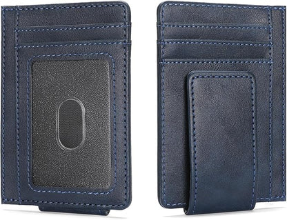 Magnetic Closure Slim Wallet for Men Leather RFID Blocking Minimalist Front Pocket Money Clip Wallet Credit Card Holder