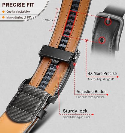 BULLIANT Men's Ratchet Belt Nontrimmable-Click Belt Adjustable for Men Gift Lightweight 1 3/8"