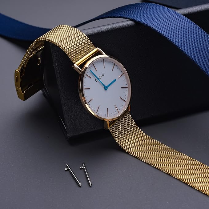 EACHE Stainless Steel Mesh Watch Band for Men Women, Quick Release Mesh Watch Straps 12mm 14mm 16mm 18mm 20mm 22mm