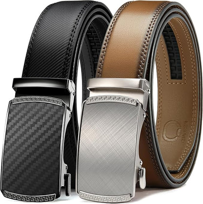 CHAOREN Mens Belt Leather Ratchet Belt 2 Pack - Customizable Fit, Effortless Style (35mm)