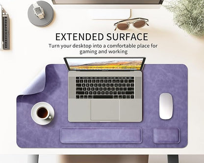 RENMTURE Large Mouse Pad and Keyboard Wrist Rest, Desk Pad for Keyboard and Mouse, Large Gaming Mouse Pad with Wrist Support, Desk Mat for Work and Gaming (Purple)