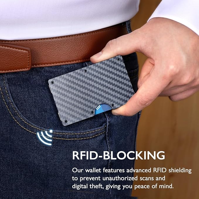 RUNBOX Slim Wallet for Men - RFID Blocking Metal Card Holder with Money Clip,Minimalist Thin Front Pocket Wallet, Holds 15 Cards,Gifts for Men,Men's Accessories