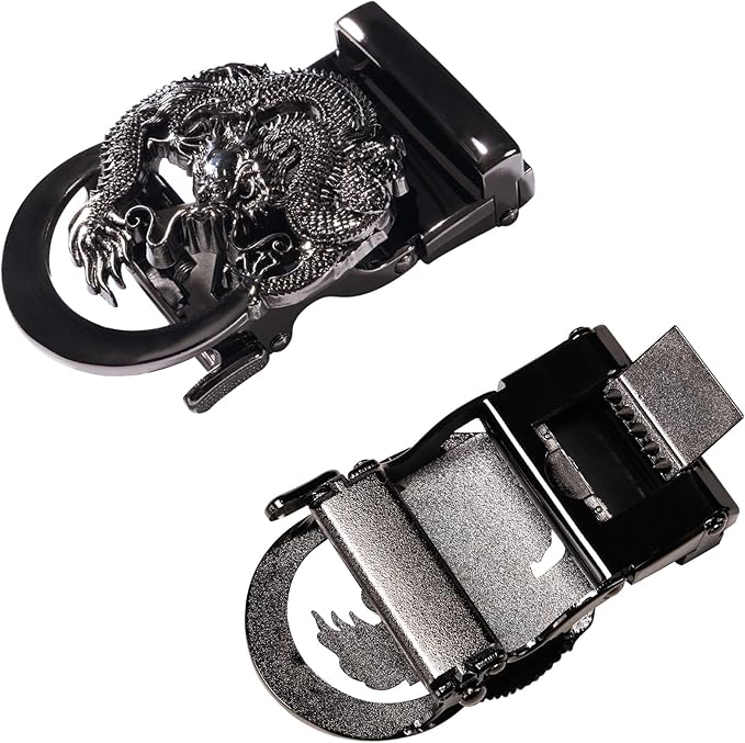 Dubulle Designer Ratchet Belt for Men Leather Fashion Adjustable Automatic Buckle Sliding Removable Dress Casual