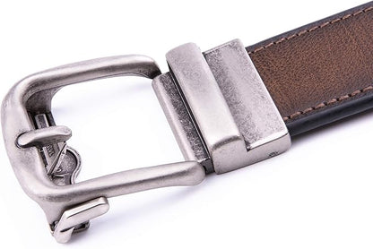 Fabio Valenti Men's Genuine Leather Ratchet Dress Belt with Automatic Buckle, Adjustiable Sizes, Handmade, All leather Strap