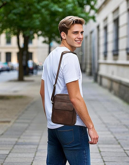Leathario Crossbody Bag For Men Vegan Leather Shoulder Messenger Purse Sling Satchel Bag For Work Business Travel | Vegan Leather, Purse, For Work, Business, Travel