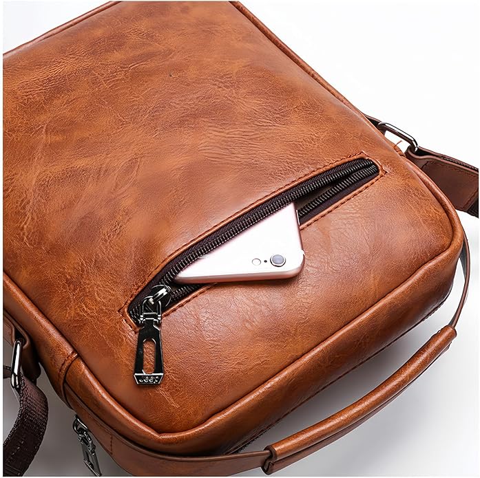 Small Crossbody Bag, Mens Shoulder Bag, Vintage leather Bag Office Business for Men, Handbag Purse Zipper