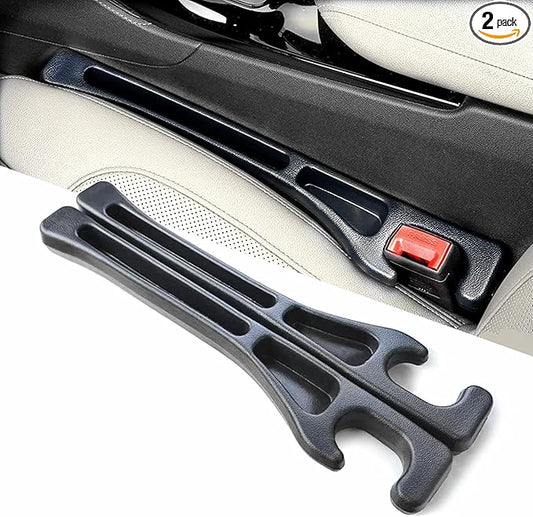 2 Pack Car Seat Gap Filler Stopper/Catcher, No-Drop Seat Guard Insert Between Seat and Console Black Car Accessories Auto Crevice Blocker Pad Plug Seat Gap Guard YMT-A02