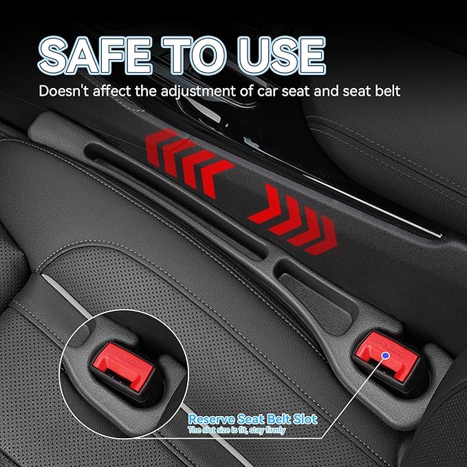 USSDE Car Gap Filler, Dual Slot Car Seat Gap Organizer 2 Pack, Universal Fit Soft Car Seat Crack Gap Filler Between Seat and Console Stop Things from Dropping (Style A)