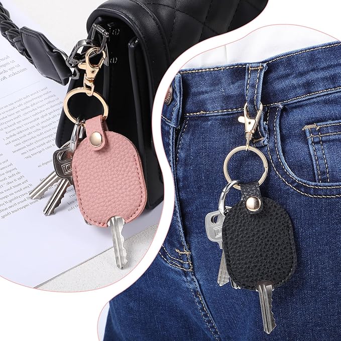 2Pcs Leather Car Key Cover Keychain Car Key Holder Leather Keychain Vintage Keys Fob Cover Stylish Keys Covers Caps Sleeve Broken Cars Loop Replacement Keychains Case Pouch Protector for Women Men