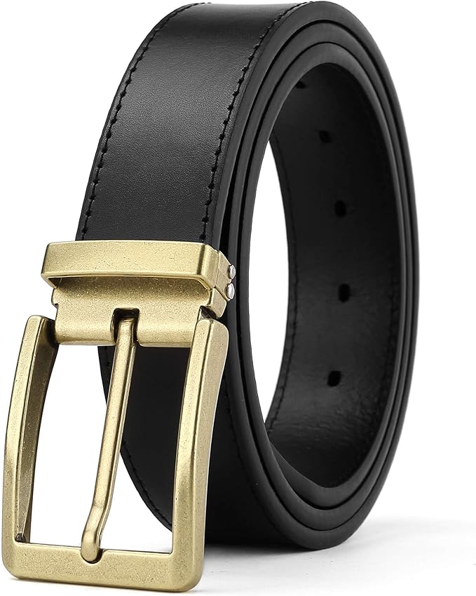 Men's Dress Belt Black Leather Belts for Jeans