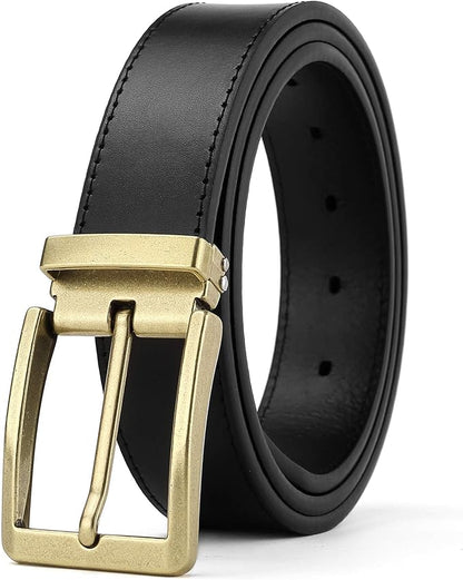 Men's Dress Belt Black Leather Belts for Jeans