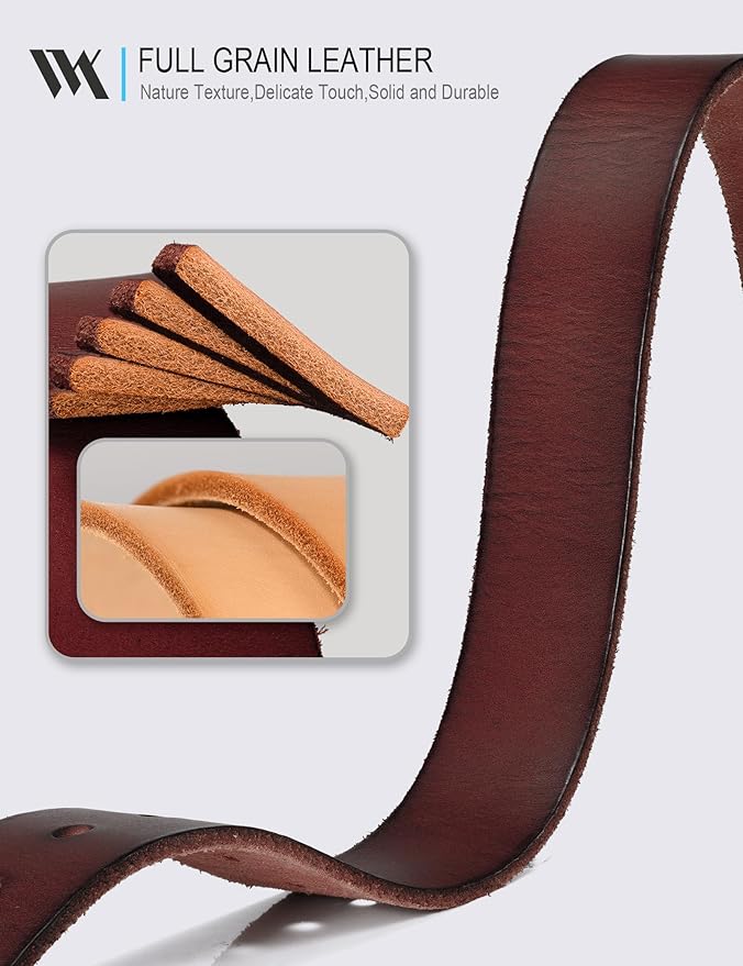 WOLFANT Leather Belt for Men,100% Italian Full Grain Real Solid Leather