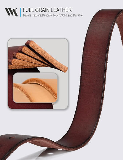 WOLFANT Leather Belt for Men,100% Italian Full Grain Real Solid Leather
