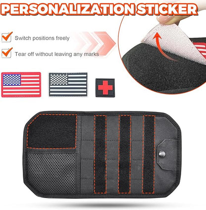 1000D Sun Visor Organizer with Zipper Visor Storage Pouch, Car Sunglasses Holder, Hard Molle Panel for Tactical Gears, Fits Most Car, SUVs, and Trucks