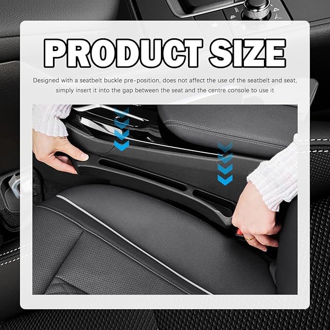 2PCS Deepened Car Seat Gap Filler Organizer,Multi-Function Car Gap Seat Filler with Dual Storage Slots & Bottom Charging Opening,No Drop Between Seats Cars Gaps Fillers Organizer