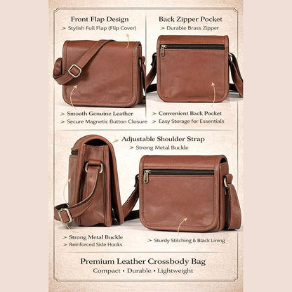 Leather Satchel Chic Crossbody Shoulder Sleek Sling Bag Genuine Leather iPad/Tablet Vintage Tan Brown 9 inch Messenger Bag For 9 inch iPad Pro for Women Men Gift by Cureo