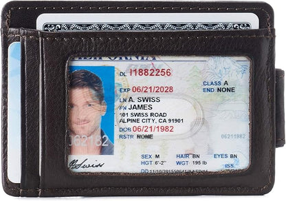 Alpine Swiss Harper Mens RFID Slim Money Clip Front Pocket Wallet Minimalist Leather ID Card Holder | RFID, Slim, Money Clip, Front Pocket, Minimalist, ID Card Holder