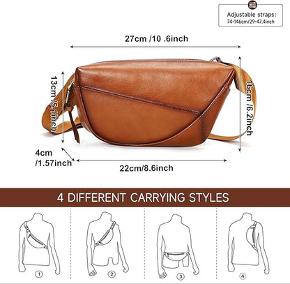 NIUCUNZH Genuine Leather Mens Sling Bag for Women Vintage Small Crossbody Bags Purse for Hiking Travel Chest Daypack