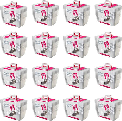 Life Story 6 Liter Shoe, Accessory, and Closet Plastic Storage Box Multi-Purpose Lidded Stacking Tote Containers, Clear (160 Pack)