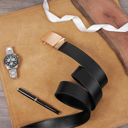 Founders & C Ratchet Belts for Men-Black/Brown Belt Leather 1 3/8" for Casual Dress-Micro Adjustable Belt