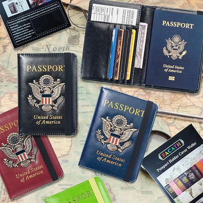 Premium Passport Holder for Travel, RFID Blocking Passport Cover Slim, Durable & Travel-Friendly, Passport Wallet Keep Your Documents Safe & Organized (Wine Red)