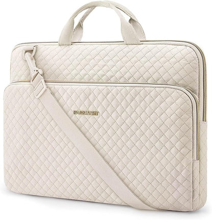 BAGSMART 15.6 Inch Laptop Shoulder Bag, Laptop Sleeve Compatible with MacBook Pro 16 Inch,15.6 Inch HP,Dell,Acer Aspire,Asus Notebook, Protective Case with Shoulder Strap,Pocket,Handle, Beige