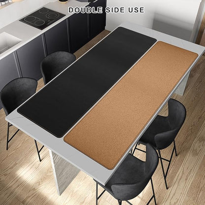MAIDERN 67” x 19.6” Desk Pad, Large Desk Mat, Cork & Leather Large Mouse pad for Desk, Waterproof Computer Desk Pad for Gaming Home Office (Black) …
