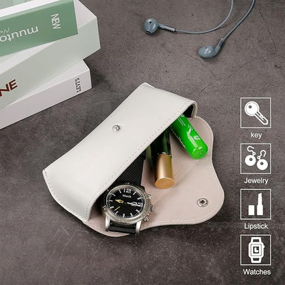 LogHog Portable Leather Glasses Case,Flexible Sunglasses Pouch Slim Case for Women Men Horizontal Eyeglass Case