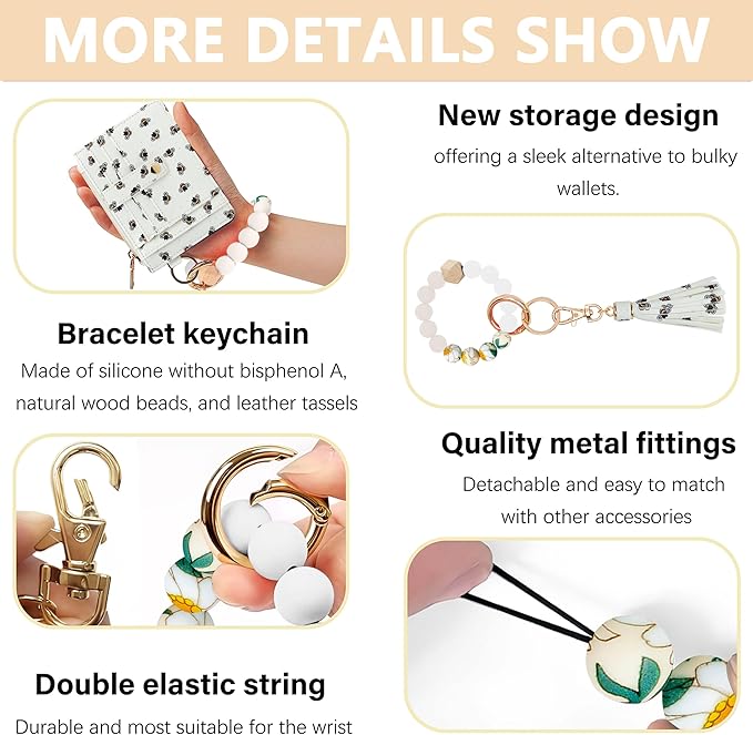 KNGITRYI Wallet Keychain Wristlet for Women,Slim RFID Credit Card Holder Purse Tassel Keychain Bangle Key Ring for Men Women