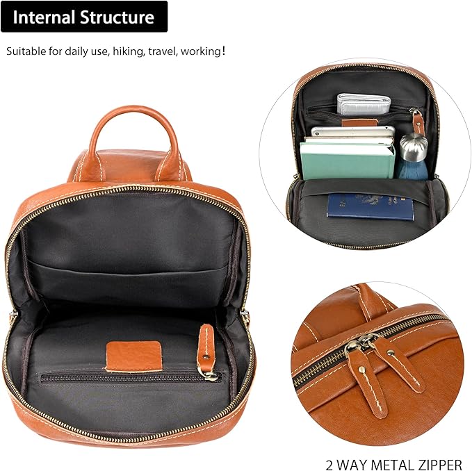 LANNSYNE Full Grain Leather Sling Bag For Men, Crossbody Chest Daypack Fits 10.5" iPad, Men’s Crossbody Bag