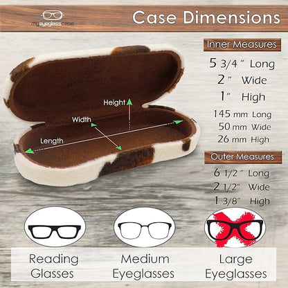 MyEyeglassCase Hard Shell Glasses case, Medium Eyeglasses Holder, Easy Open Lip for Men Women, Portable Sleeve Pouch & Cloth