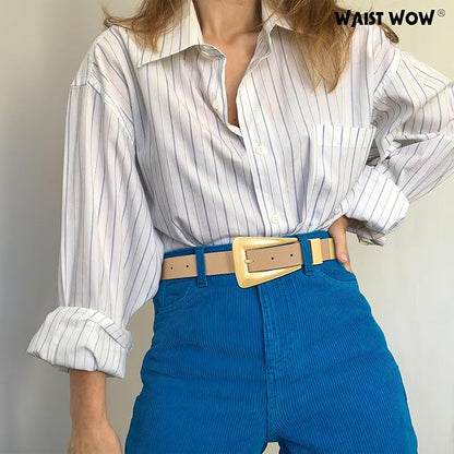 Women's Leather Belts for Jeans Pants Fashion Leather Waist Belt Ladies Dress Belts with Gold/Silver Buckle
