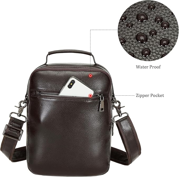 Polare Italian Full Grain Leather Messenger Bag Vintage Chest Shoulder Crossbody Bag Casual Sling Business Handbag for Men
