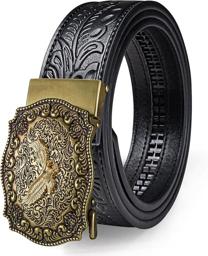 Dubulle Designer Mens Belts, Sliding Automatic Buckle Ratchet Dress Belt TOP Genuine Leather Strap Gifts