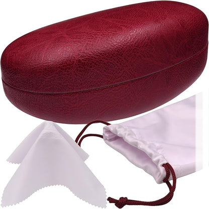 MyEyeglassCase® Large Hard Sunglasses Case | fits Large curved Sunglasses, with microfiber bag and cleaning cloth
