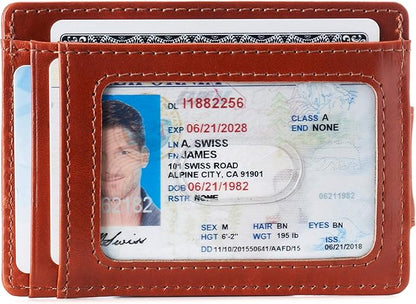 Alpine Swiss Harper Mens RFID Slim Money Clip Front Pocket Wallet Minimalist Leather ID Card Holder | RFID, Slim, Money Clip, Front Pocket, Minimalist, ID Card Holder