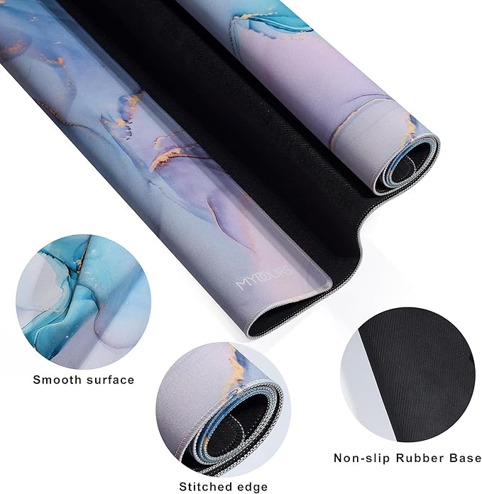 Mydours 40" x 24" Large Extended Gaming Mouse Pad with Stitched Edges, XXL Computer Mouse Mat, Premium-Textured Desktop Protection Desk Pad, Non-Slip Rubber Base Mouse Pad for Office and Home, Marble