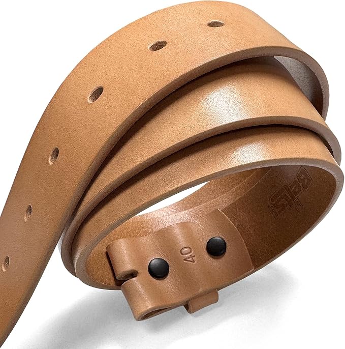 100% One-Piece Full Grain Leather Belt Straps with No Slot Hole/Slot Hole/Heavy-Duty, Multi Options 1-1/2" (38mm) Wide