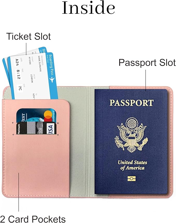PU Leather Passport Holder Covers Case, Waterproof Rfid Blocking Travel Wallet Passport Holder(Warm Nude)