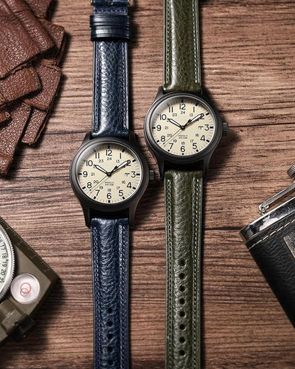 Getalia Italian leather Watch Band Tuscany Natural Vegetable-Tanned Full Grain Leather,14mm 16mm 18mm 19mm 20mm 21mm 22mm Quick Release Replacement Watch Straps for Men and Women Thick and Soft