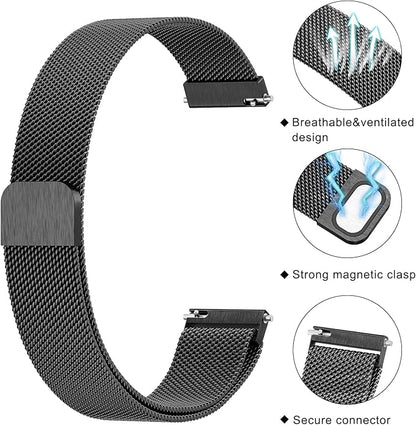 18mm Metal Bands for Garmin Venu 3S / Venu 4 41mm / Venu 2S / Vivoactive 4S / Vivomove 3S / Forerunner 265s Watch Bands, Quick Release Stainless Steel Metal Replacement Wristband Strap for Garmin Forerunner 255s/265s Bands Women Men
